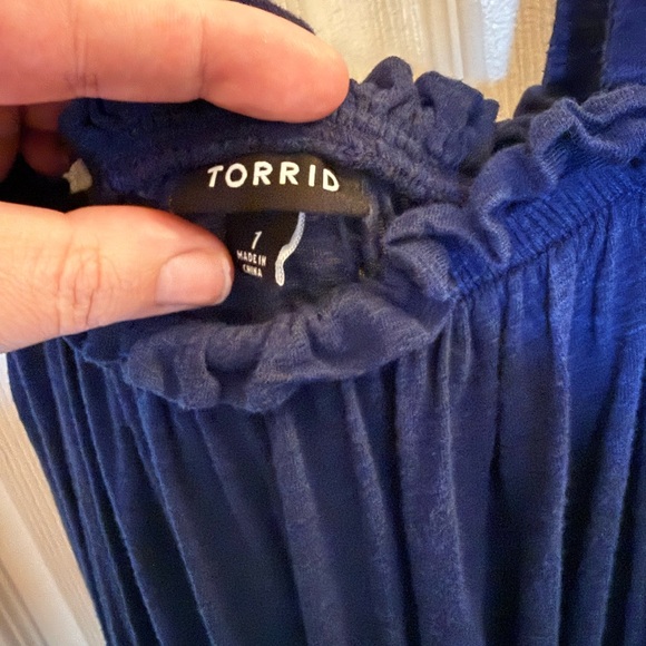 Torrid Navy Shirred Jumpsuit - Picture 4 of 4